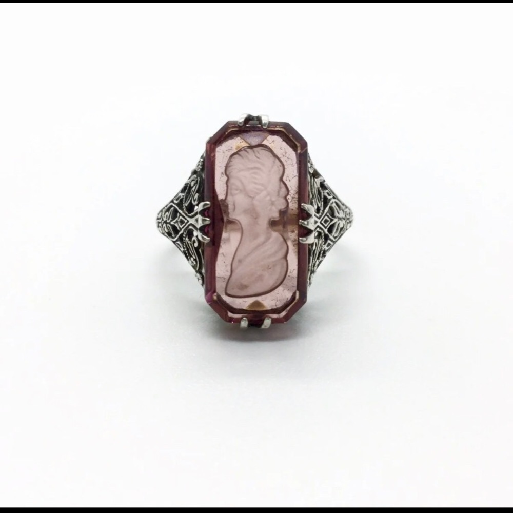Rare Vintage Cameo Intaglio Sterling Ring!